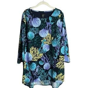 Jason Wu Purple and Yellow Tropical Print Flowy Fully Lined Blouse Size Medium